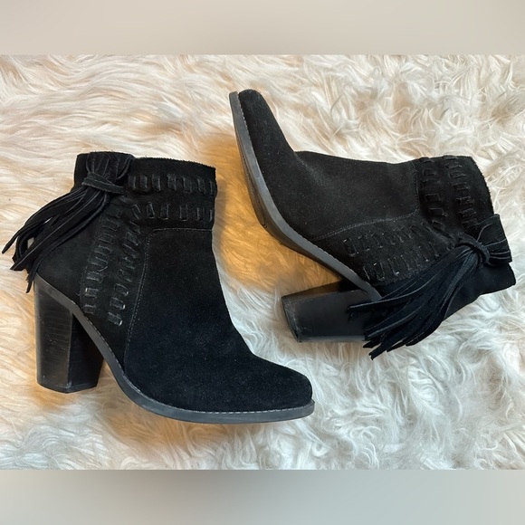 Jessica Simpson Chassie Suede Leather Fringe Booties - Picture 4 of 8